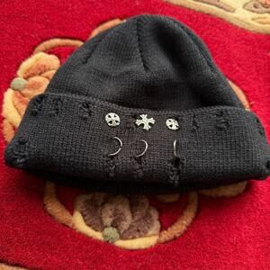 Vintage Y2K Distressed Fisherman Beanie Goth Punk Chrome Style